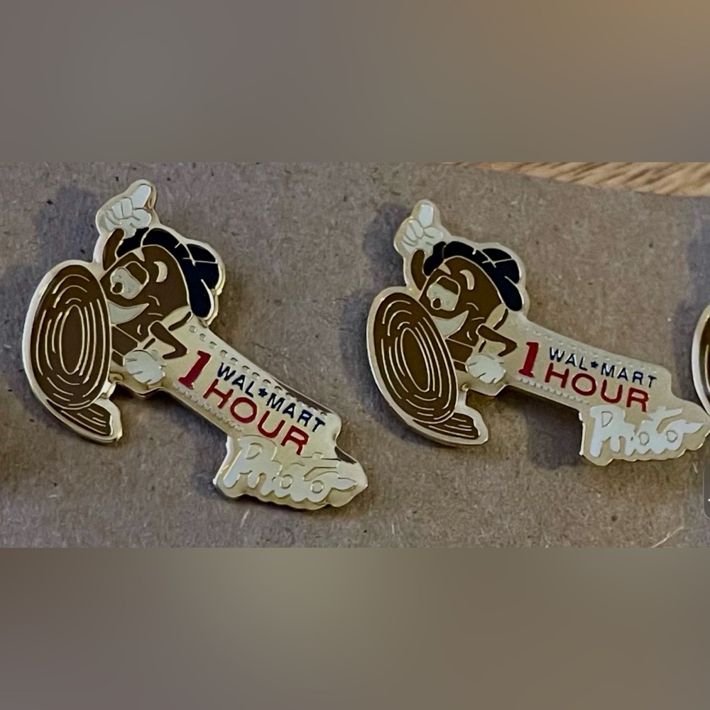 6-Vintage  Walmart "1 Hour Photo" lapel pin,  1990s. /$5.00 each -all $30.00